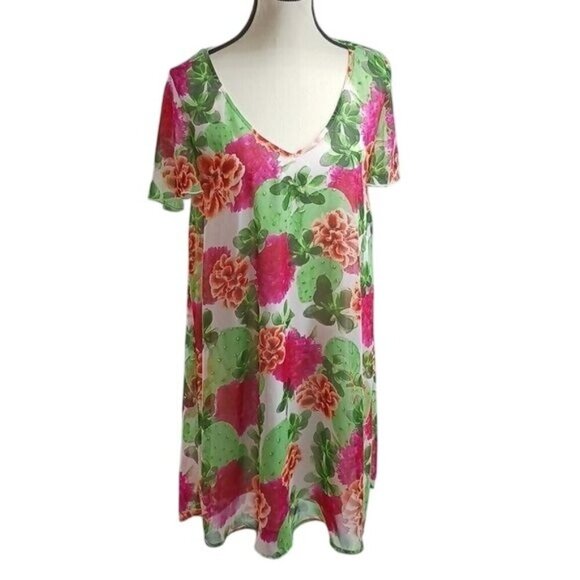 Show Me Your Mumu Womens Size M Dress Multicolor Floral V Neck Short Sleeve - Picture 1 of 8